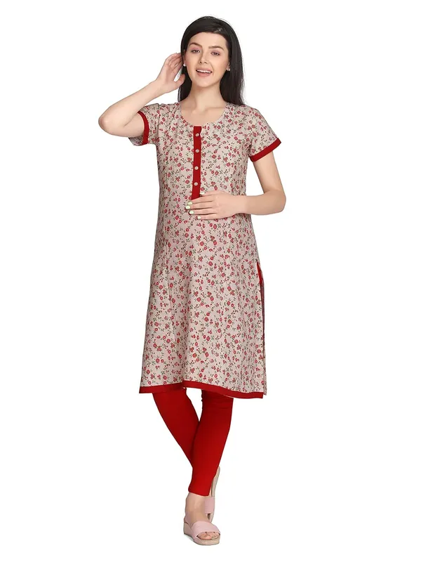 Red_Nursing_Kurti_For_Feeding_Printed_Maternity_Kurti_With_Zipper_For_Post_Pregancy_Breast_Feeding_Cotton_Rayon_For_Women