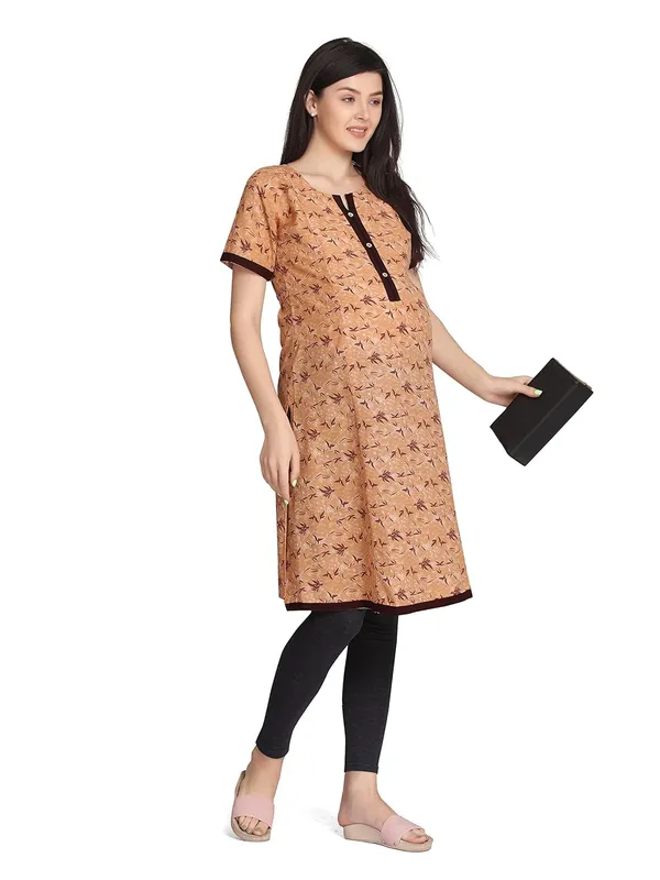 Brown_Feeding_Kurti_For_S_Nursing_Kurti_With_Zipper_For_Post_Pregancy_Maternity_Dress_Breast_Feeding_Kurti_Rayon_For_Women