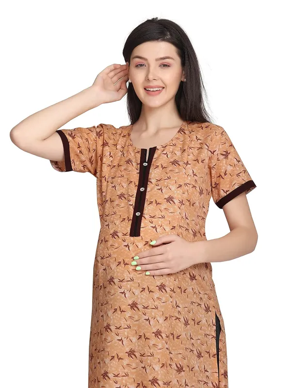 Brown_Feeding_Kurti_For_S_Nursing_Kurti_With_Zipper_For_Post_Pregancy_Maternity_Dress_Breast_Feeding_Kurti_Rayon_For_Women
