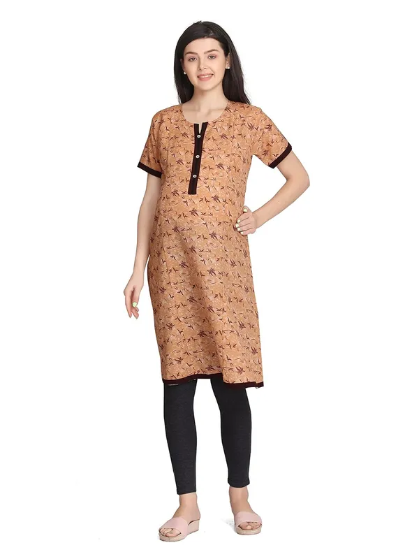 Brown_Feeding_Kurti_For_S_Nursing_Kurti_With_Zipper_For_Post_Pregancy_Maternity_Dress_Breast_Feeding_Kurti_Rayon_For_Women
