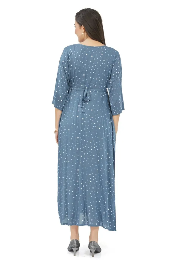 Dual-Zip_Printed_Cotton_Maternity_&_Nursing_Western_Dress__Stylish_Convenience_for_Pre_&_Post_Pregnancy_Women