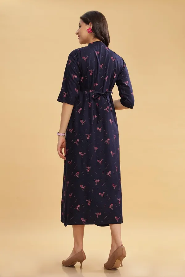 Dual-Zip_Printed_Cotton_Maternity_&_Nursing_Western_Dress__Stylish_Convenience_for_Pre_&_Post_Pregnancy_Women
