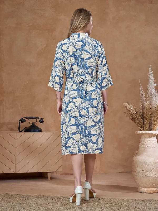 Blue_Floral_Maternity_Dress_Soft_Cotton_Rayon_Mix_Lightweight_Flowy_For_Everyday_&_Casual_Wear_Ladies_Elegant_Pregnancy_Dress_For_Women