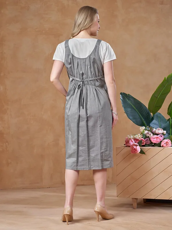 Charcoal_Grey_Dungaree_Style_Maternity_Dress_Attached_Tee_&_Cotton_Twill_Playful_Casual_Comfort_Dress_For_Women