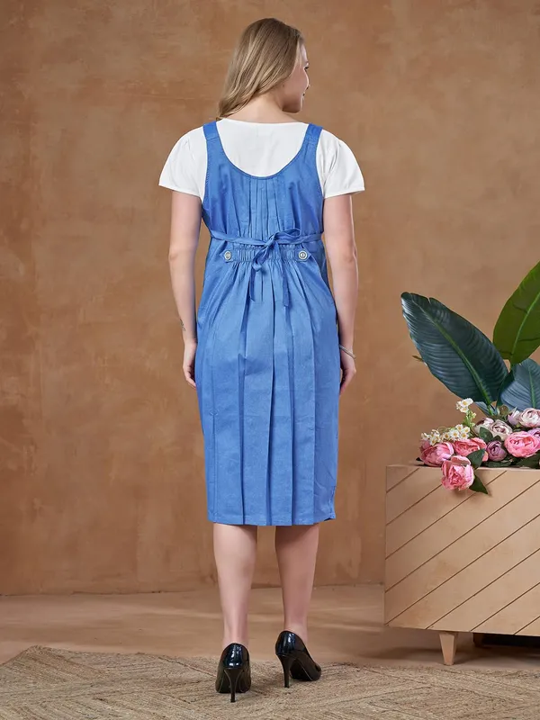 Blue_Dungaree_Style_Maternity_Dress_Attached_Tee_&_Cotton_Twill_Playful_Casual_Comfort_Dress_For_Women