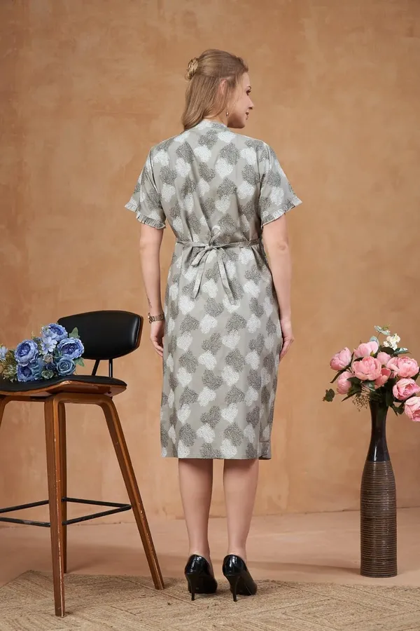Light_Grey_Maternity_&_Nursing_Dress_Floral_Print_Midi_With_Empire_Waist_&_Short_Flutter_Sleeves_For_Pregnancy_&_Postpartum_For_Women