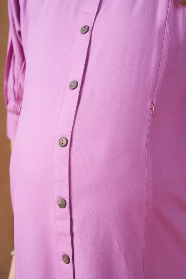 Pink_Rayon_Maternity_Use_Adjustable_Long_Dress_For_Women
