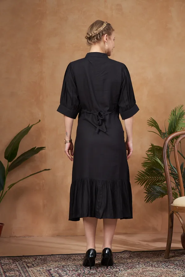 Black_Rayon_Maternity_Use_Adjustable_Long_Dress_For_Women
