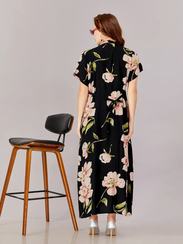 Black_Premium_Rayon_Maternity_Use_Adjustable_Long_Dress_For_Women