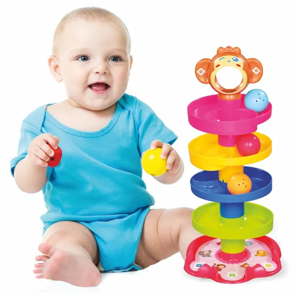 Multicolour_4-Layer_Ball_Drop_&_Roll_Swirling_Tower_-_Educational_Toy_For_Babies_&_Toddlers__Stack,_Drop_&_Roll_Fun_With_3_Spinning_Acrylic_Activity_Balls__Multicolor