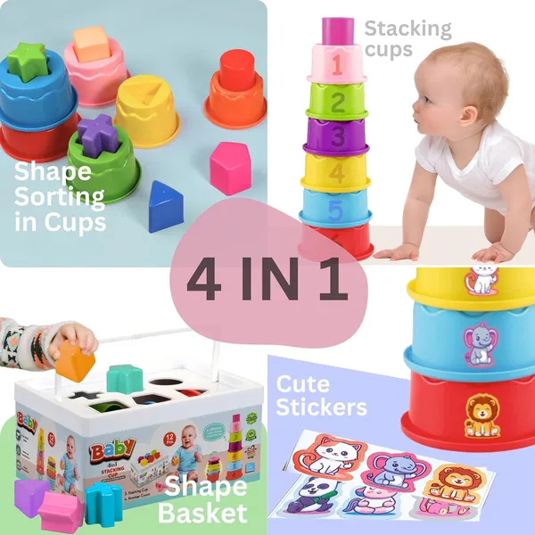 Multicolour_4_In_1_Baby_Toy_Pack__Stacking_Cups_&_Shape_Sorting_Blocks__Activity_&_Learning_Toys_For_Babies__Infant_&_Preschool_Toys__12_Months_And_Above