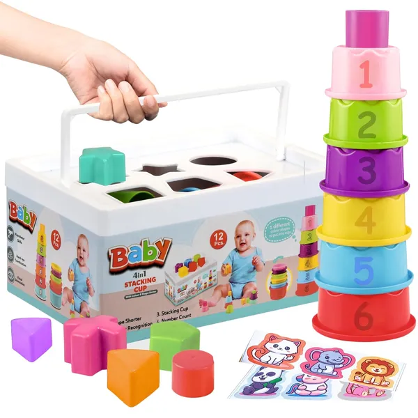 Multicolour_4_In_1_Baby_Toy_Pack__Stacking_Cups_&_Shape_Sorting_Blocks__Activity_&_Learning_Toys_For_Babies__Infant_&_Preschool_Toys__12_Months_And_Above