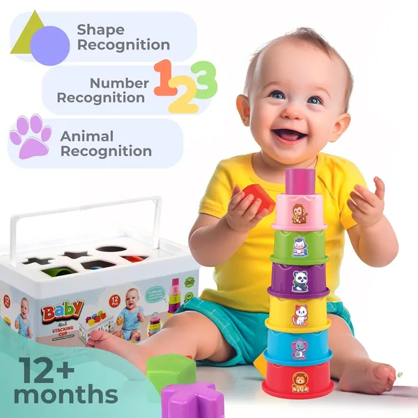 Multicolour_4_In_1_Baby_Toy_Pack__Stacking_Cups_&_Shape_Sorting_Blocks__Activity_&_Learning_Toys_For_Babies__Infant_&_Preschool_Toys__12_Months_And_Above