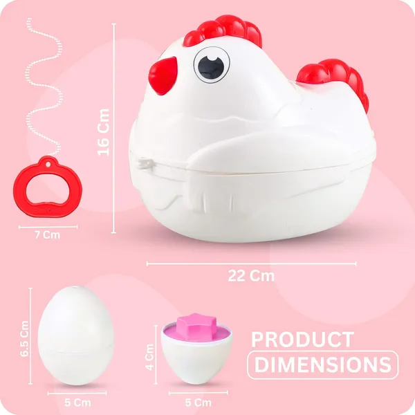 Multicolour_Matching_Shapes_Eggs__Activity_Toy_For_Babies__12_Multicolor_Eggs__Educational_Game_For_Toddler_&_Preschool_Kids__Pull-Along_Hen_Toy_With_Wheels