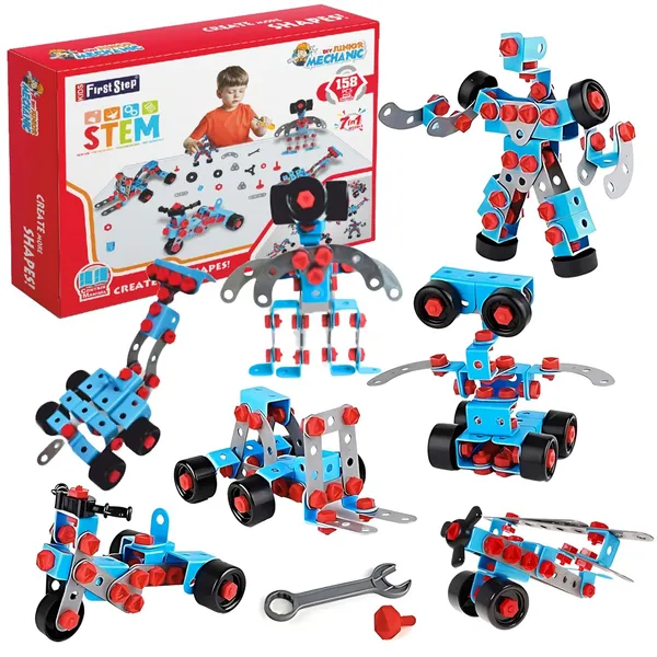 Multicolour_Mechanics_7_In_1_Diy_Engineering_Robot_Set_For_6_To_12_Years__Stem_Educational_Kit__Gift_For_6+_Year_Old_Boy_And_Girl_Puzzle