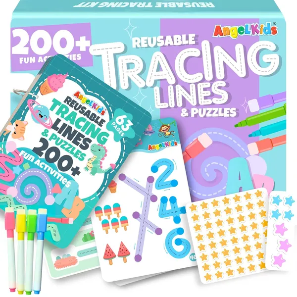 Multicolour_Draw_&_Wipe__64_Pages__Reusable_Tracing_Workbook_Set__Alphabets_&_Numbers__Pen_Control_Training_Book_For_Learning_To_Write__Hand_Writing_Preschool_Educational_Kit_For_Kids