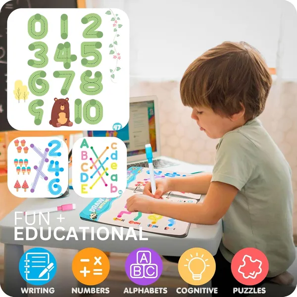Multicolour_Draw_&_Wipe__64_Pages__Reusable_Tracing_Workbook_Set__Alphabets_&_Numbers__Pen_Control_Training_Book_For_Learning_To_Write__Hand_Writing_Preschool_Educational_Kit_For_Kids
