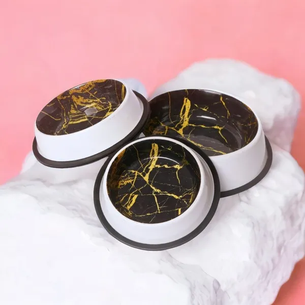 Black_And_Golden_Contemporary_Marble_Finish_Stainless_Steel_Pet_Bowl_Anti_Skid