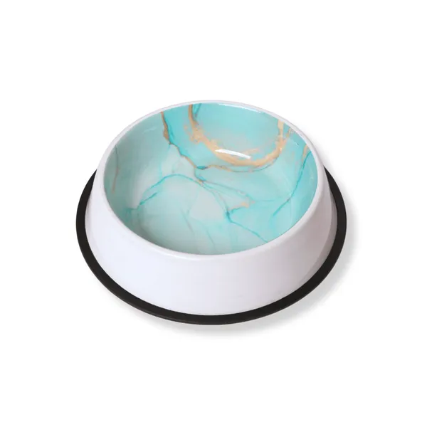 Teal_And_White_Contemporary_Italian_Stainless_Steel_Pet_Bowl_Anti_Skid