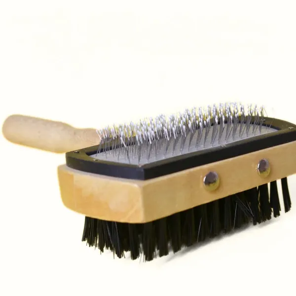Black_Double_Side_Bristle_Pin_Pet_Brush_With_Wooden_Handle_For_Dogs_And_Cats