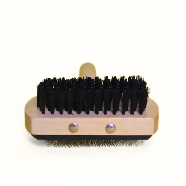 Black_Double_Side_Bristle_Pin_Pet_Brush_With_Wooden_Handle_For_Dogs_And_Cats