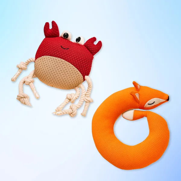 Multicolor_Furry_Castle_Knitted_Crab_And_Round_Fox_Combo