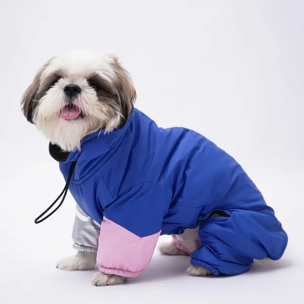Blue_And_Pink_Winter_Dog_Jacket_With_Metallic_Silver_Sleeves_Full_Coverage_And_Top_Zip
