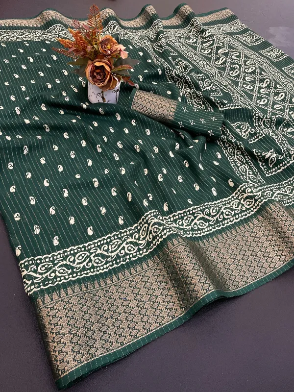 Green_Banarasi_Silk_Saree_With_Zari_Work_For_Women