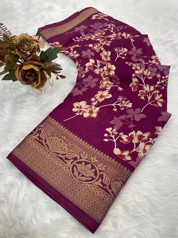 Purple_With_Golden_Banarasi_Silk_Saree_With_Floral_Weave_And_Rich_Border_For_Women