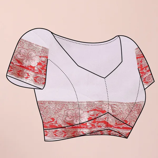 White_And_Red_And_Banarasi_Silk_Saree_With_Zari_Work_For_Women