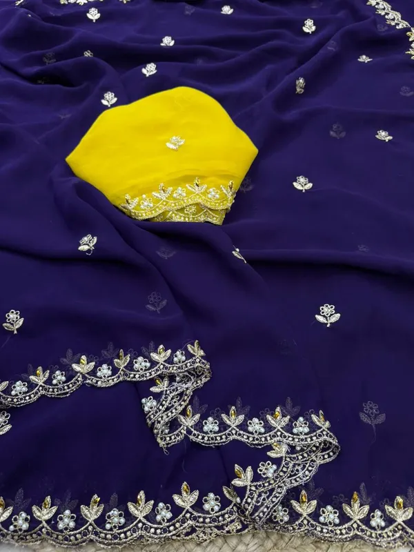Purple_Georgette_Embroidered_Saree_With_Blouse_Piece_For_Women
