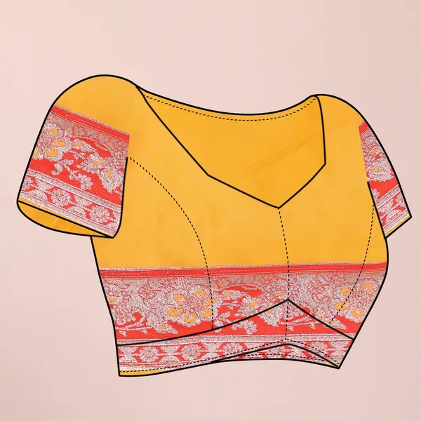 Yellow_With_Red_Border_Banarasi_Silk_Saree_With_Woven_Border_And_Brocade_Pallu_For_Women