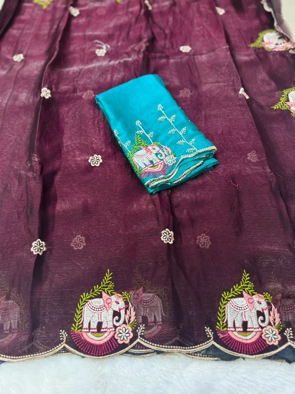 Wine_Purple_Wine_Silk_Saree_With_Elephant_Motif_Border_For_Women