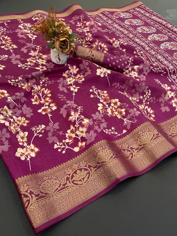 Purple_With_Golden_Banarasi_Silk_Saree_With_Floral_Weave_And_Rich_Border_For_Women