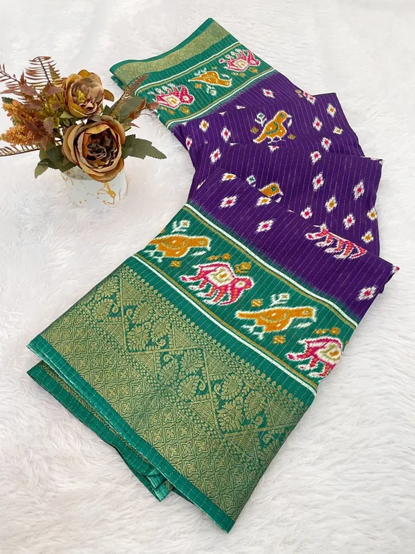 Purple_And_Green_Silk_Saree_With_Paithani_Border_For_Women