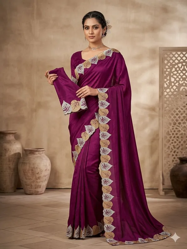 Purple_Silk_Saree_With_Embroidered_Leaf_Border_For_Women
