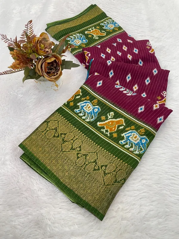 Maroon_Traditional_Silk_Saree_With_Floral_Border_And_Zari_Work_For_Women
