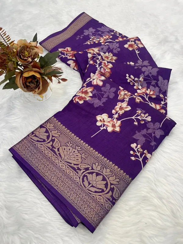 Purple_Banarasi_Silk_Saree_With_Floral_Zari_Work_And_Border_For_Women