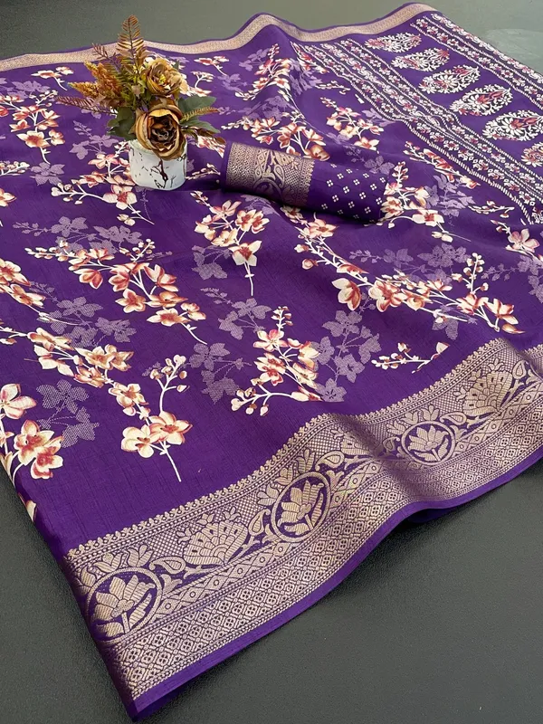 Purple_Banarasi_Silk_Saree_With_Floral_Zari_Work_And_Border_For_Women