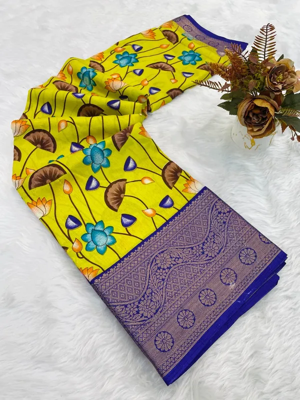 Yellow_With_Purple_Border_Floral_Paithani_Silk_Saree_With_Border_For_Women