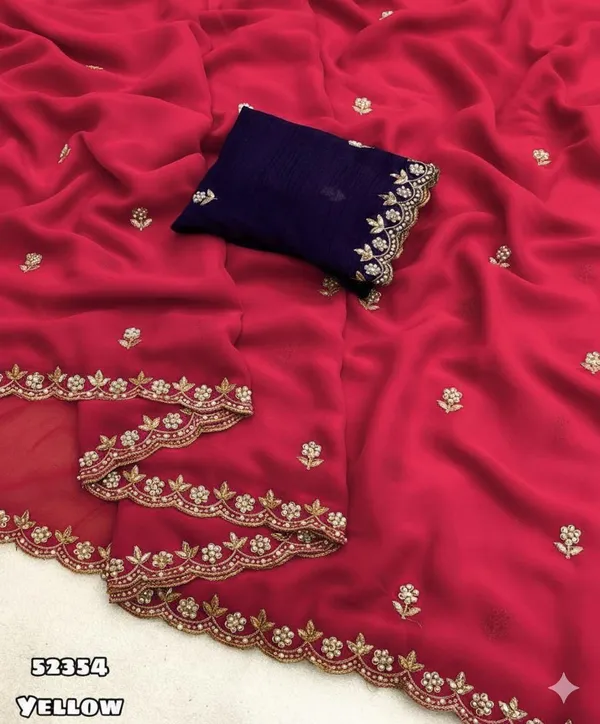 Pink_Embellished_Georgette_Saree_With_Embroidered_Blouse_For_Women