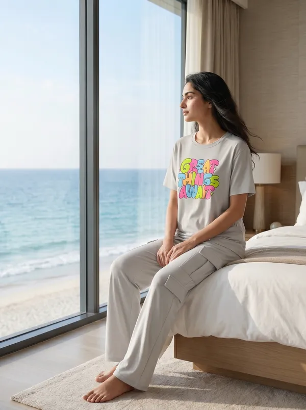 Fasense_Women's_"Great_Things_Await"_Tencel_Modal_Lycra_Night_Suit_-_Positive_Vibe_Sleepwear