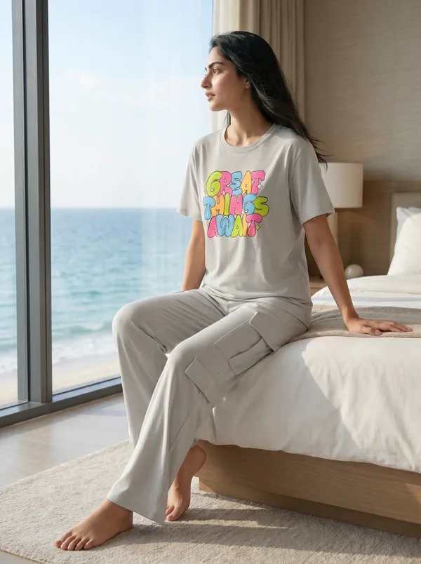 Fasense_Women's_"Great_Things_Await"_Tencel_Modal_Lycra_Night_Suit_-_Positive_Vibe_Sleepwear