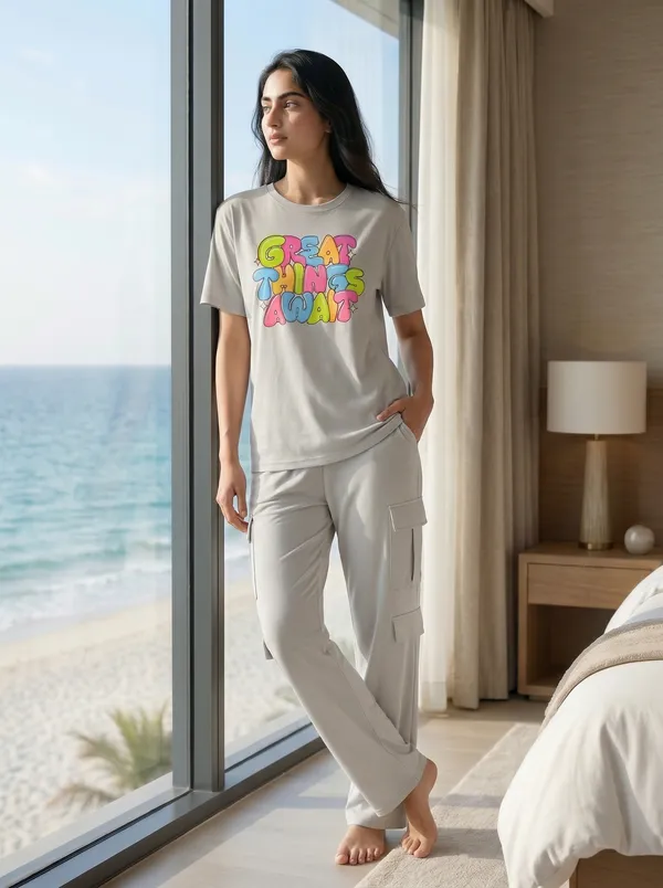 Fasense_Women's_"Great_Things_Await"_Tencel_Modal_Lycra_Night_Suit_-_Positive_Vibe_Sleepwear