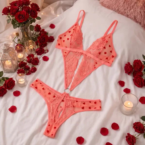 Sultry_Halter_Neck_Power_Net_Lace_Lingerie_-_High-Cut_Cutout_Bodysuit_with_O-Ring_Accent
