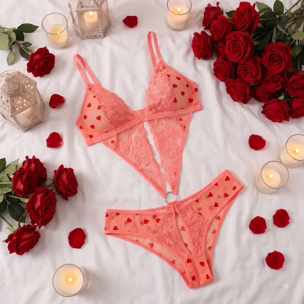 Sultry_Halter_Neck_Power_Net_Lace_Lingerie_-_High-Cut_Cutout_Bodysuit_with_O-Ring_Accent