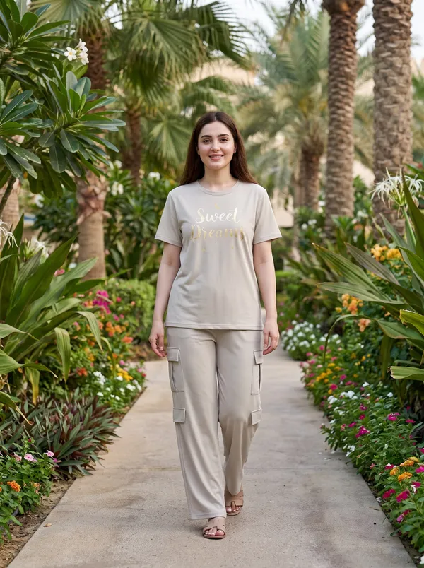 Fasense_Women's_"Sweet_Dreams"_Tencel_Modal_Lycra_Oversized_Tshirt_and_Cargo_Set_-_Premium_Sleepwear_Set