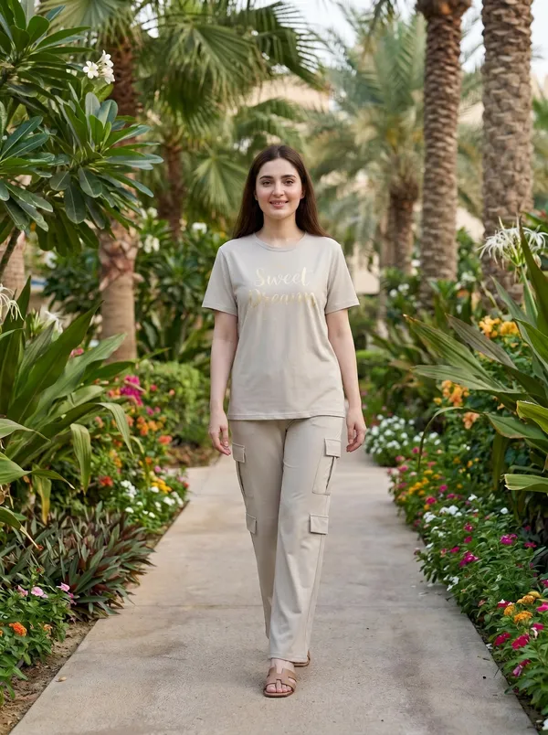Fasense_Women's_"Sweet_Dreams"_Tencel_Modal_Lycra_Oversized_Tshirt_and_Cargo_Set_-_Premium_Sleepwear_Set