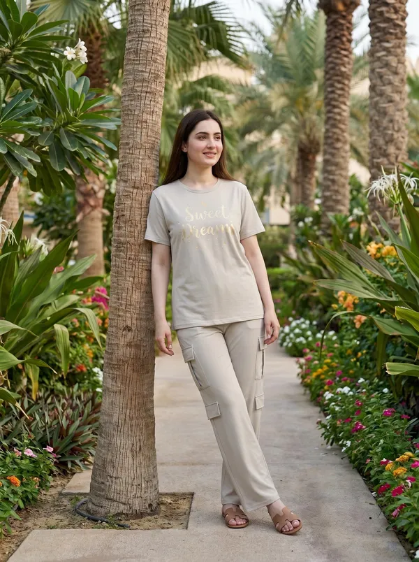 Fasense_Women's_"Sweet_Dreams"_Tencel_Modal_Lycra_Oversized_Tshirt_and_Cargo_Set_-_Premium_Sleepwear_Set