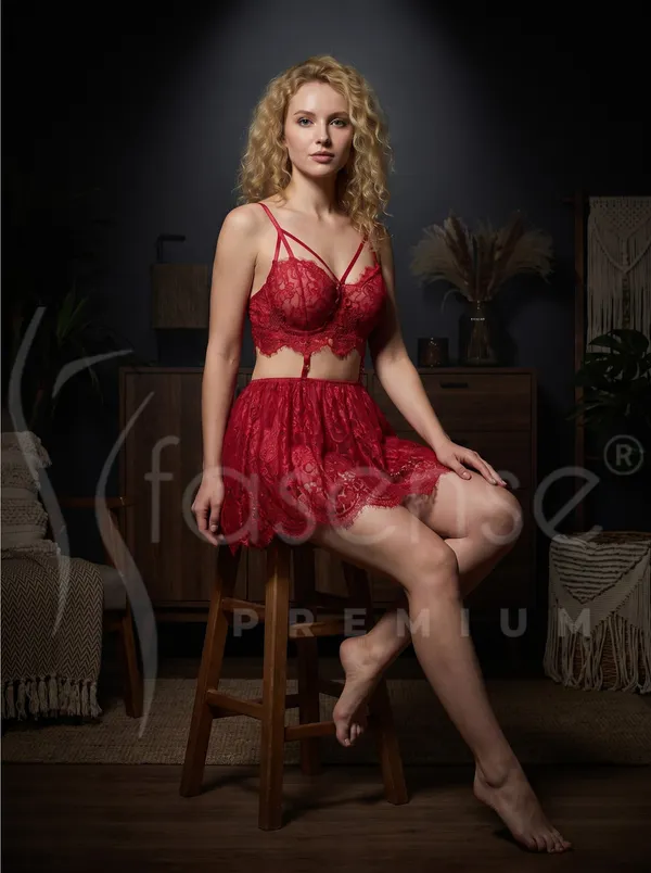 Criss-Cross_Strap_Bralette_&_Mini_Skirt,_Sensual_Maroon_Sheer_Lace_Babydoll_Dress